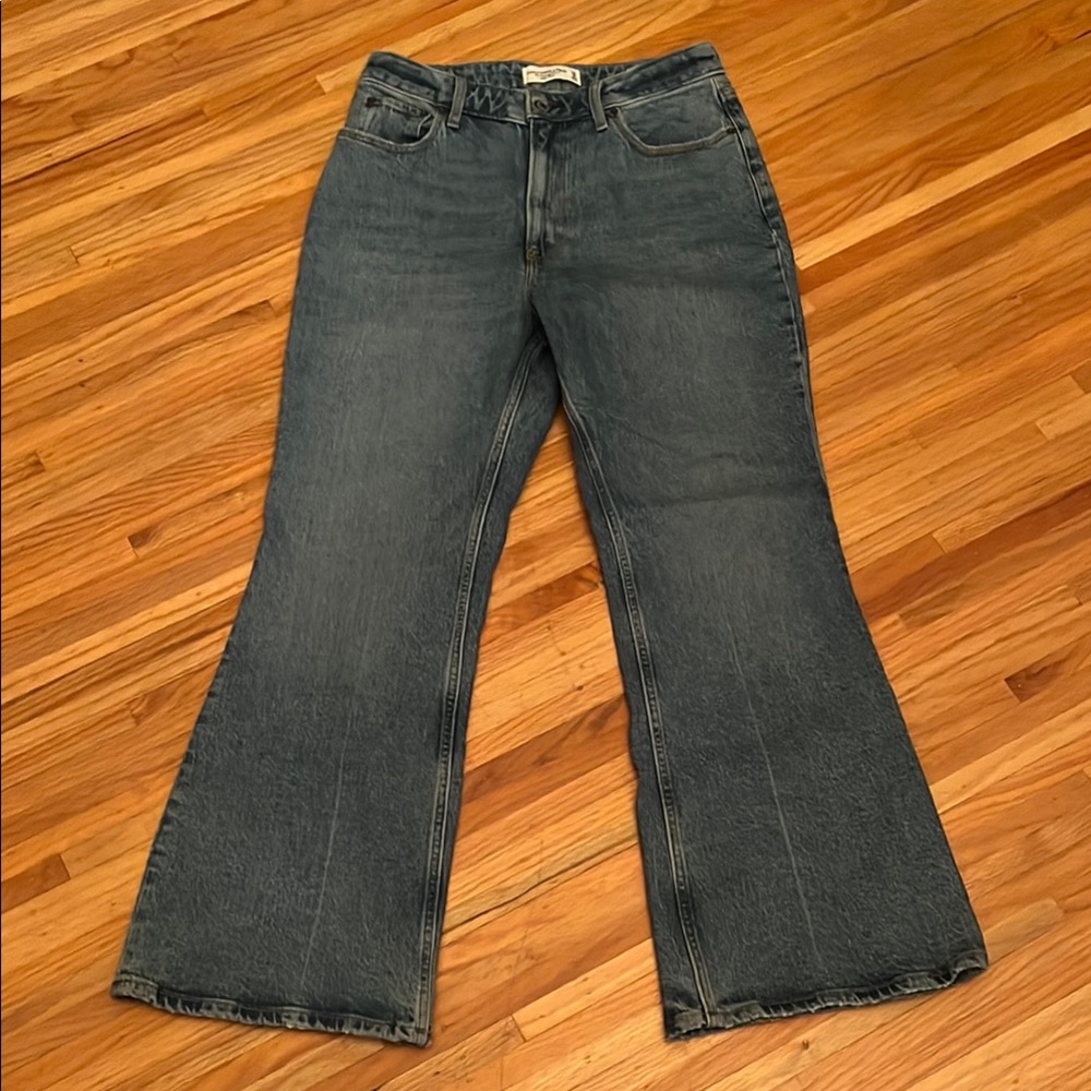 Abercrombie & Fitch Blue Flare Wide Leg Jeans